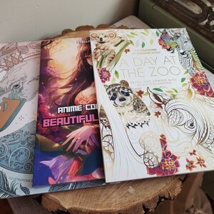 Adult Coloring Book - A Day at the Zoo (White & Multicolor)